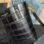 Saint Laurent Paris Mini Toy Shopping In Crocodile-Embossed Leather Black